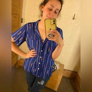 Maeve Blue Bon Voyage Buttondown Anthropologie